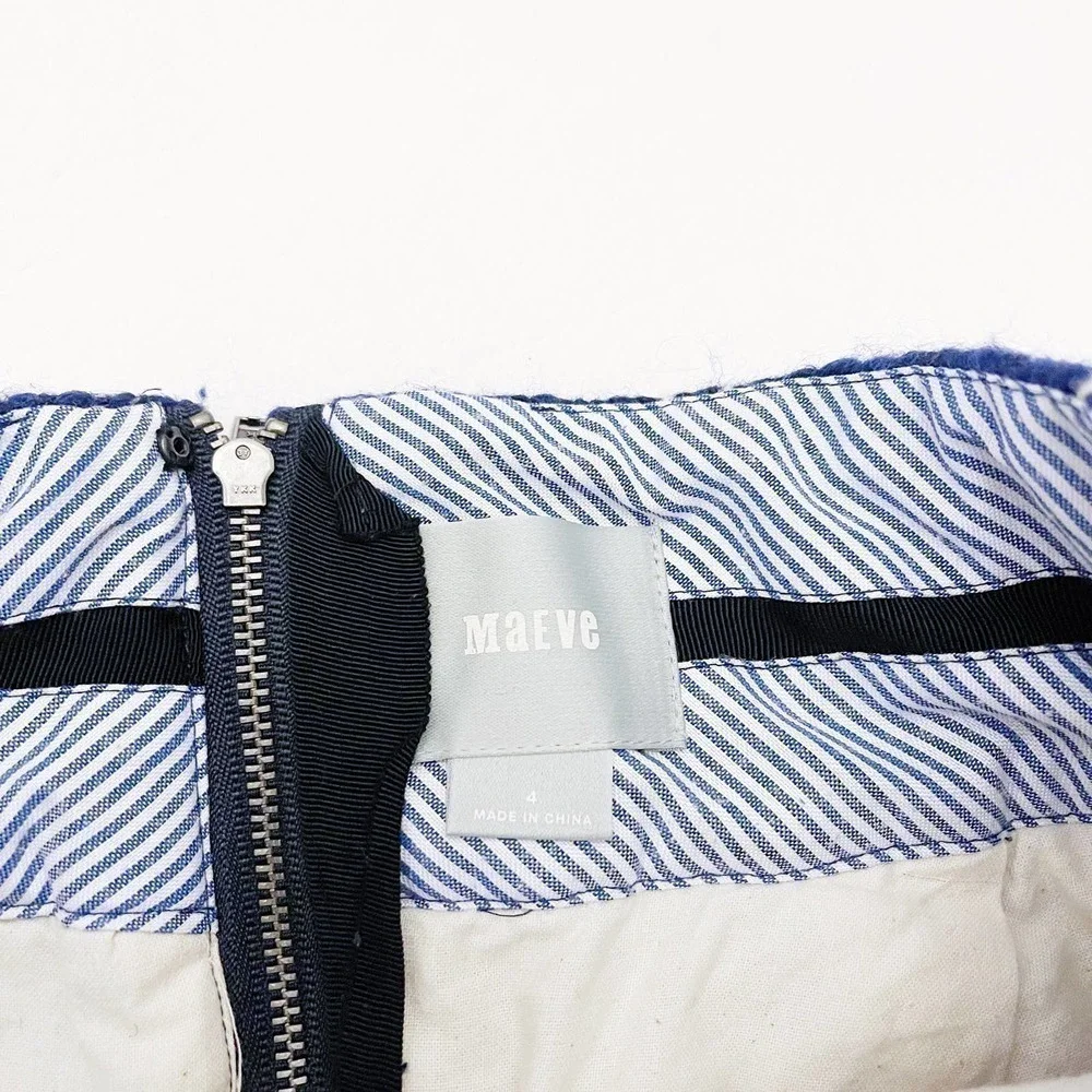 Maeve Plaid Wool Pencil Skirt Blue White SZ4